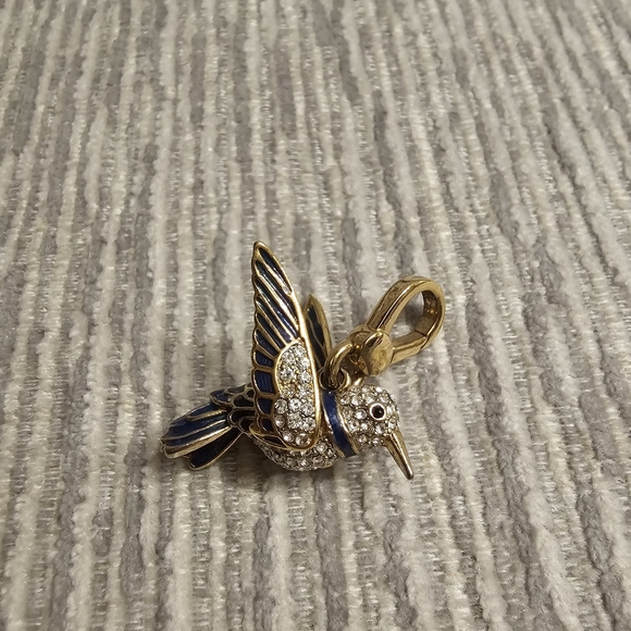 ♡ Vintage Juicy Couture Hummingbird Charm Enamel Pave Crystal Gold ♡ - Picture 4 of 5